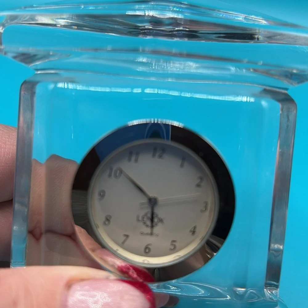 Lenox ovations lead crystal shelf mantle desk clock